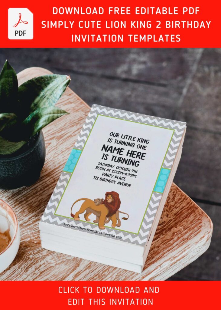 Invitation Template of (Free Editable PDF) Simply Cute Boho Lion King Birthday Invitation Templates 4