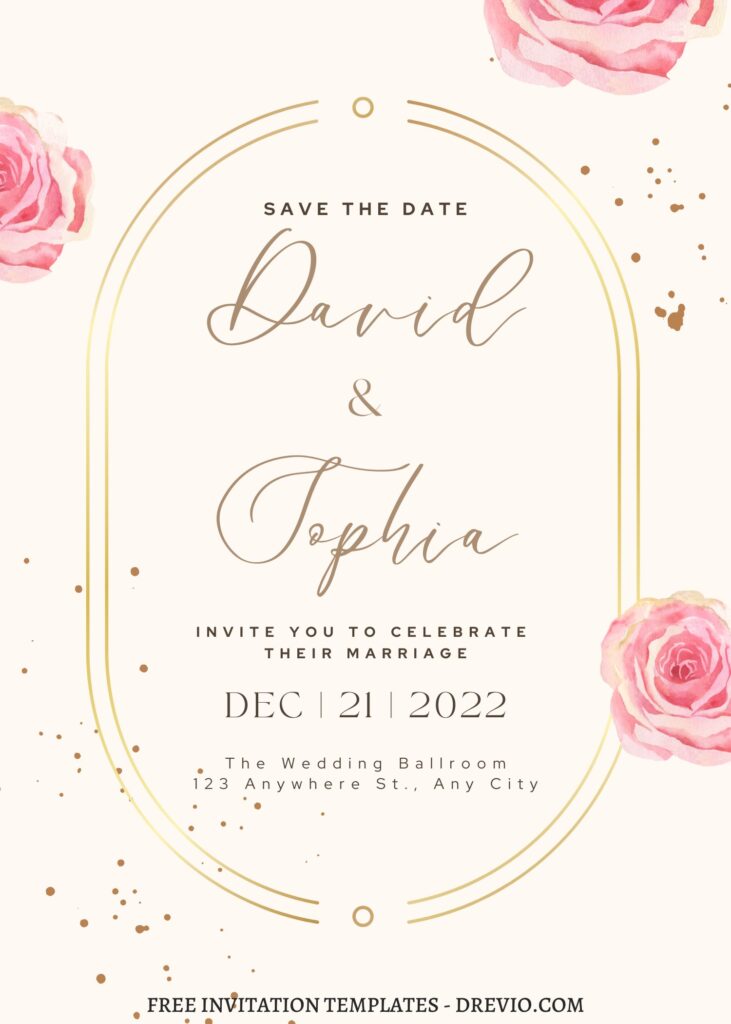 (Free) 11+ Scenic Modern Boho Love Canva Wedding Invitation Templates with blush pink rose