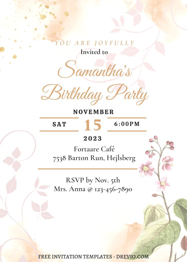 Invitation Template of (Free) 8+ Whimsical Country Flower Canva Birthday Invitation Templates 8