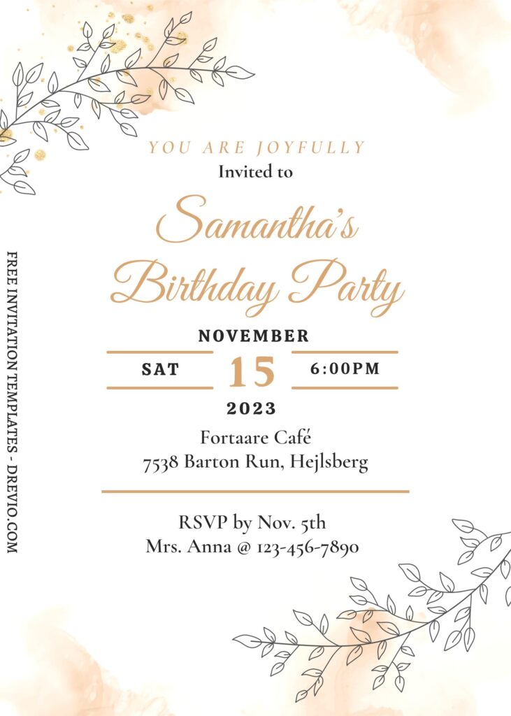 Invitation Template of (Free) 8+ Whimsical Country Flower Canva Birthday Invitation Templates 6