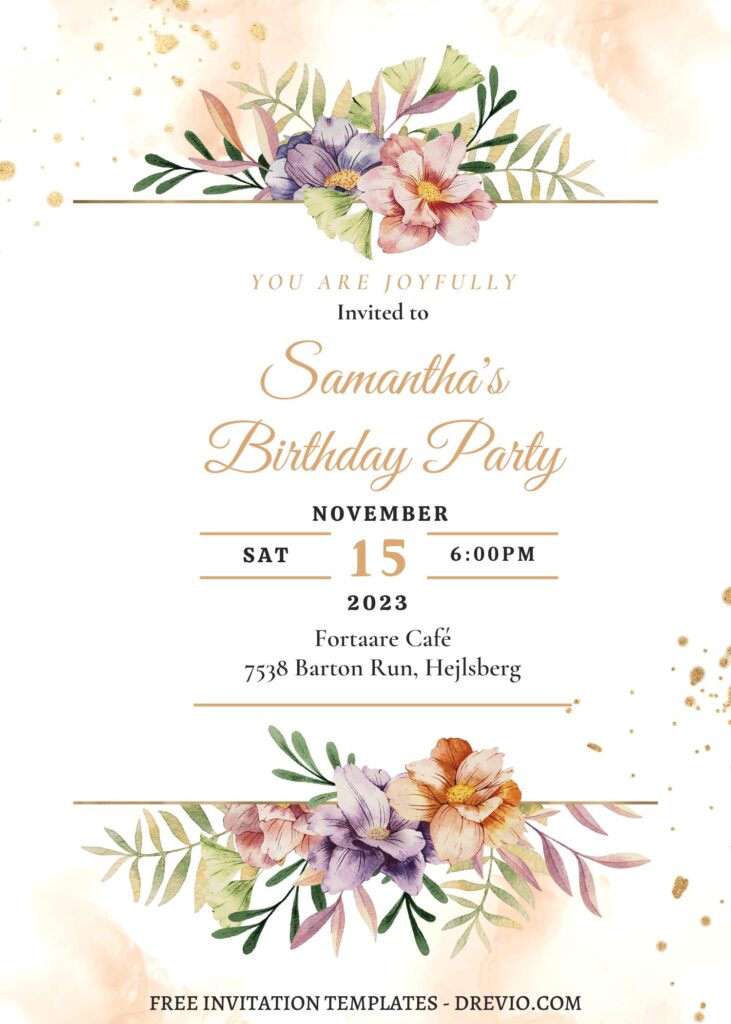 Invitation Template of (Free) 8+ Whimsical Country Flower Canva Birthday Invitation Templates 5