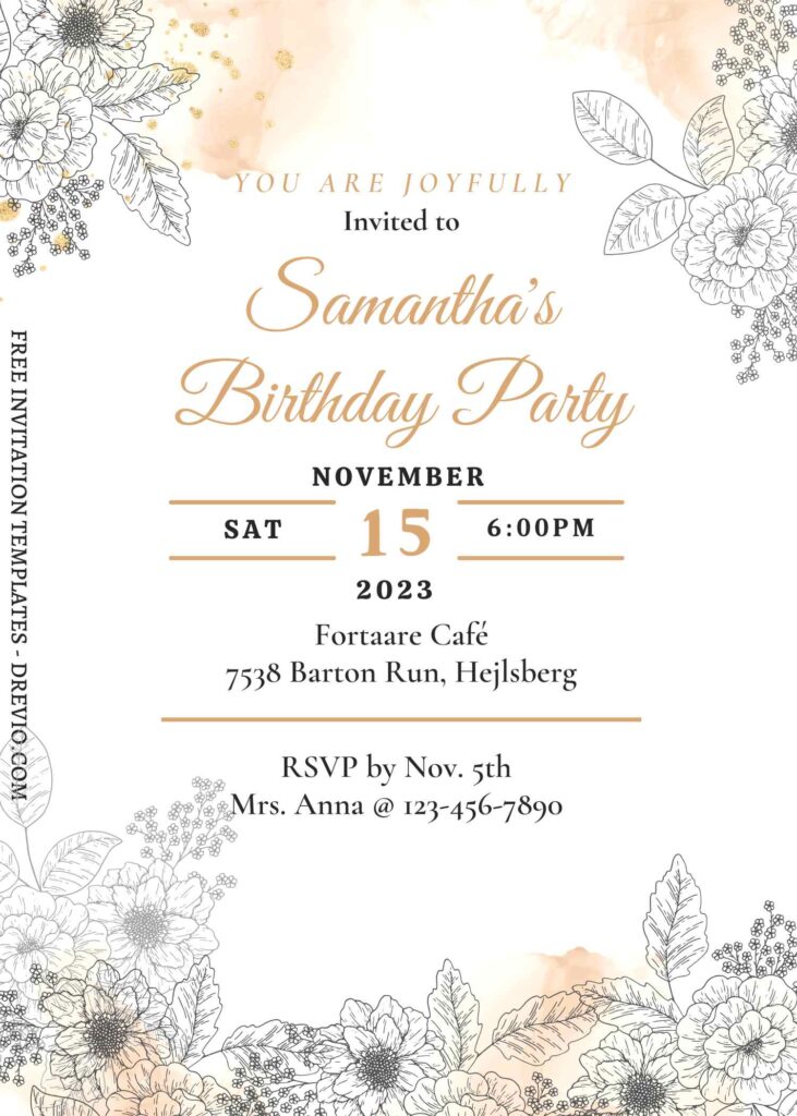 Invitation Template of (Free) 8+ Whimsical Country Flower Canva Birthday Invitation Templates 4