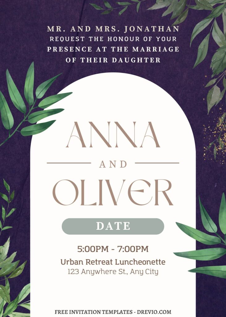 (Free) 9+ Muted Watercolor Eucalyptus Canva Wedding Invitation Templates with a