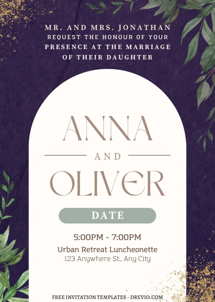 (Free) 9+ Muted Watercolor Eucalyptus Canva Wedding Invitation Templates with fancy background