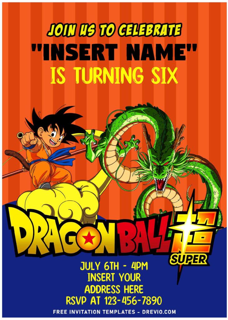 Invitation Template of (Free Editable PDF) Ultimate Dragon Ball Z Birthday Invitation Templates 2