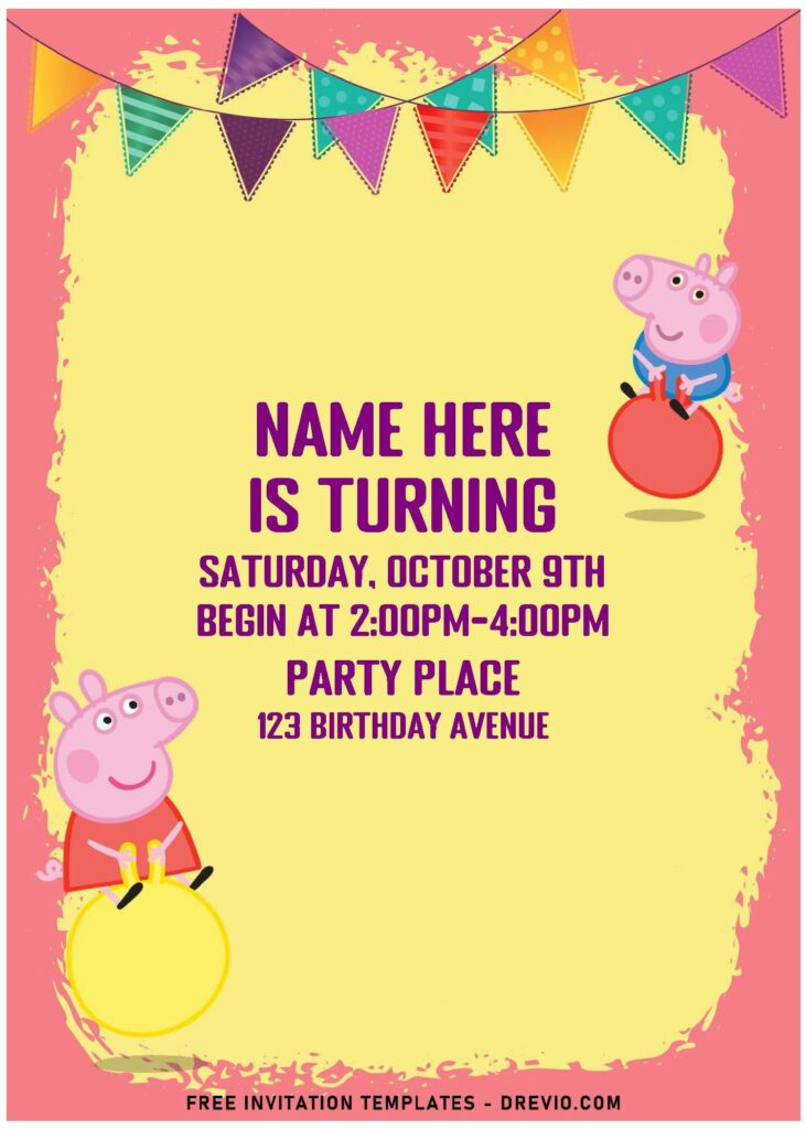 Invitation Template of (Free Editable PDF) Picnic Time With Peppa Pig Family Birthday Invitation Templates 1