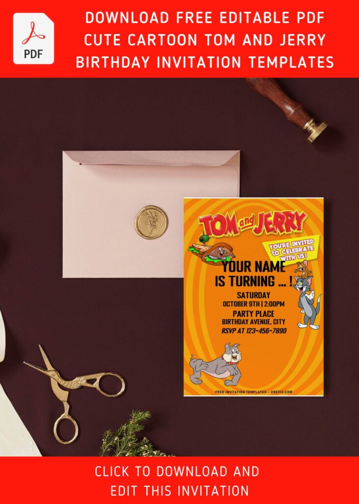 Invitation Template of (Free Editable PDF) Classic Cartoon Tom And Jerry Birthday Invitation Templates 10