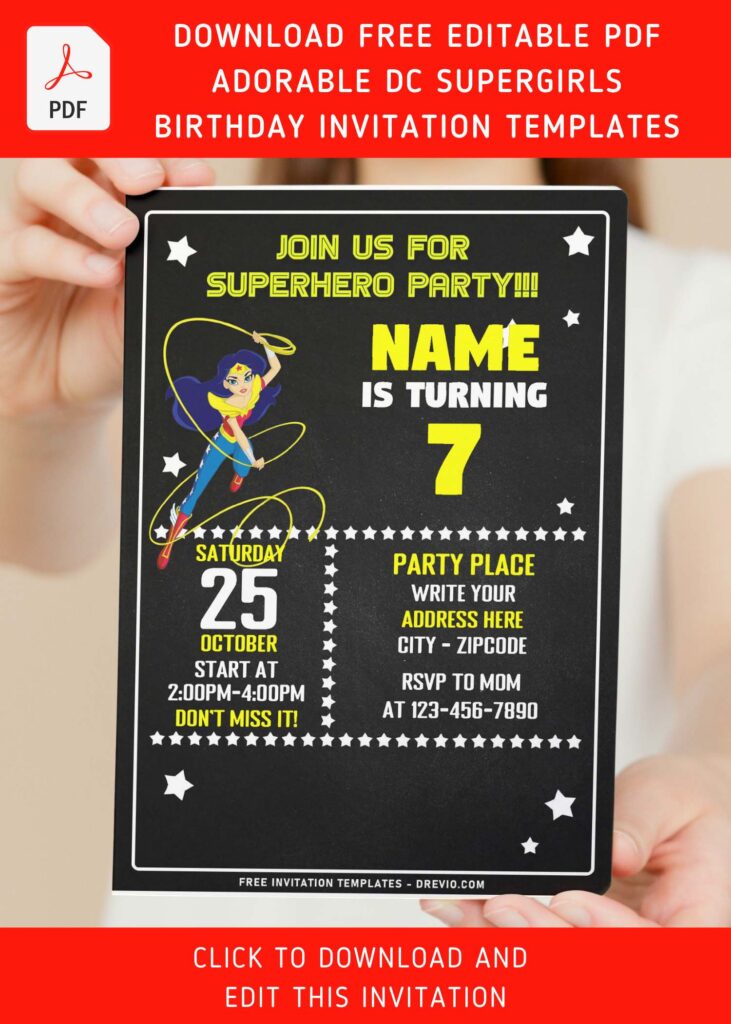 Invitation Template of (Free Editable PDF) Calling All Superhero Girls Birthday Invitation Templates 10