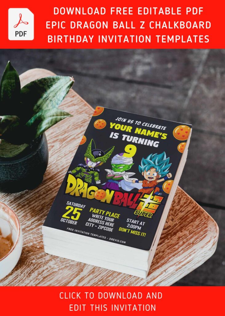 Invitation Template of (Free Editable PDF) Chalkboard Dragon Ball Z Birthday Invitation Templates 10