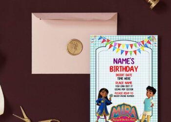 (Free Editable PDF) Curious Mira The Royal Detective Birthday Invitation Templates
