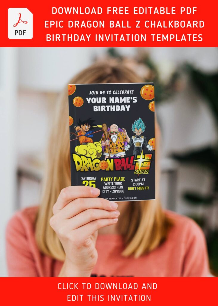 Invitation Template of (Free Editable PDF) Chalkboard Dragon Ball Z Birthday Invitation Templates 9