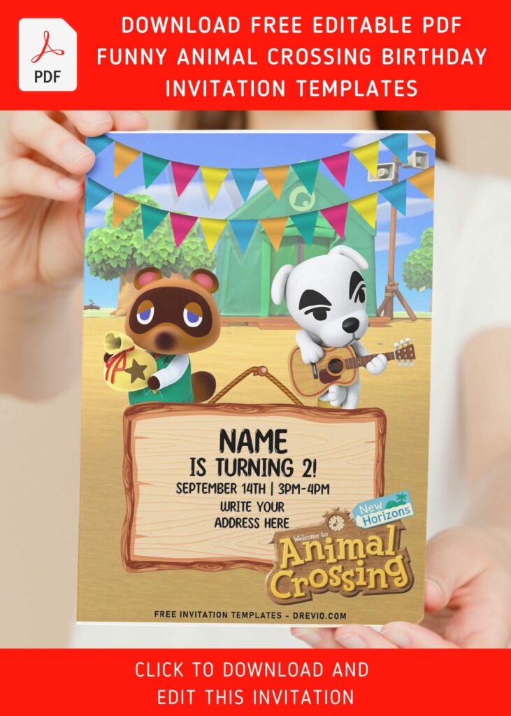 Invitation Template of (Free Editable PDF) Funny Animal Crossing Birthday Invitation Templates 8