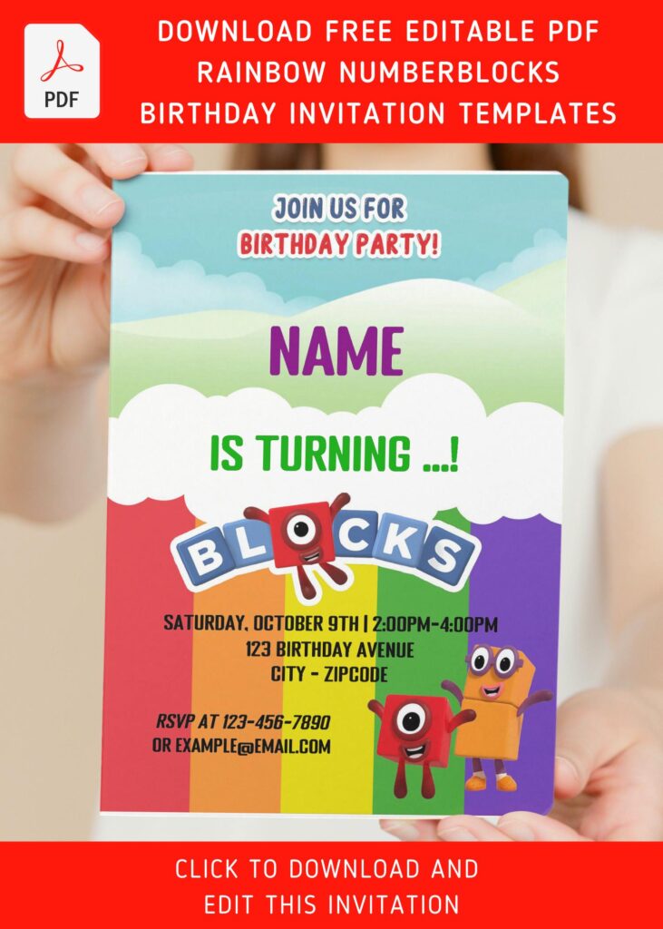 Numberblocks 1 & 2 Birthday Invitation