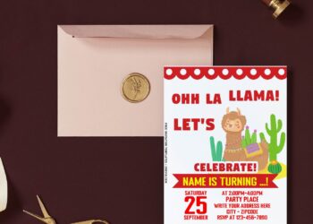 (Free Editable PDF) Oh Lla-Llama!!! Llama Themed Birthday Invitation Templates