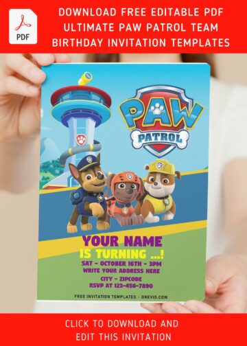 (Free Editable PDF) Ultimate PAW Patrol Team Birthday Invitation ...