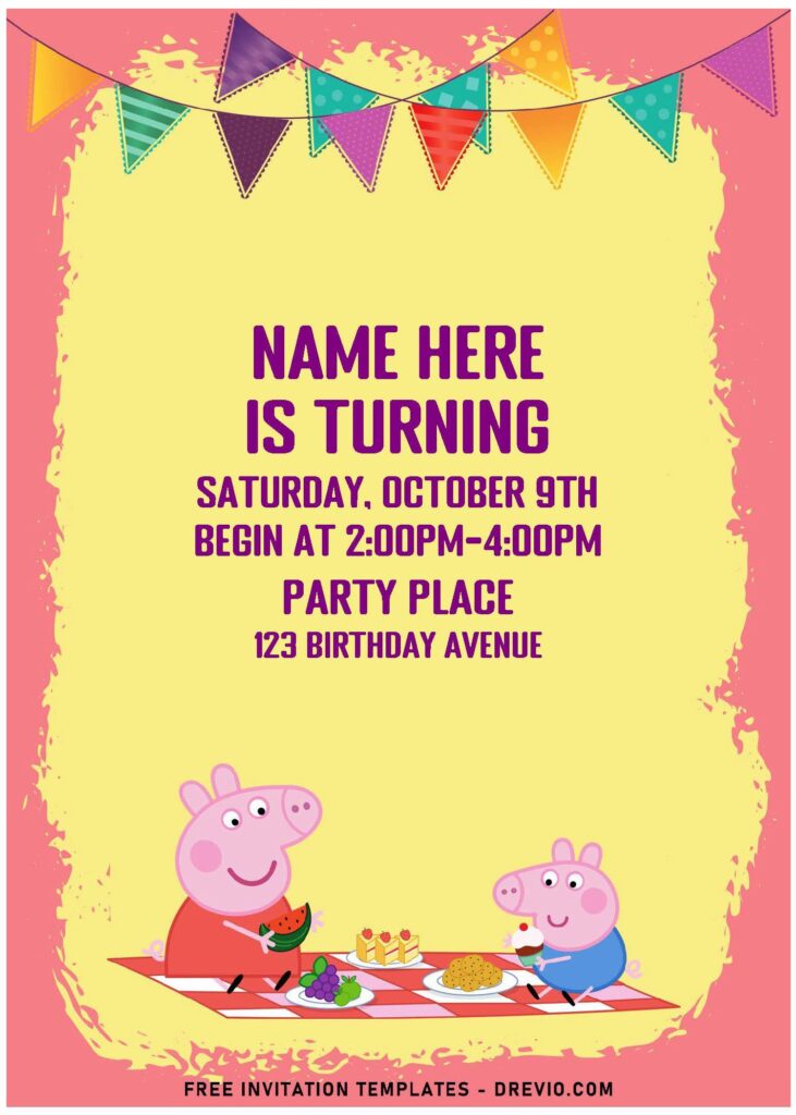 Invitation Template of (Free Editable PDF) Picnic Time With Peppa Pig Family Birthday Invitation Templates 3