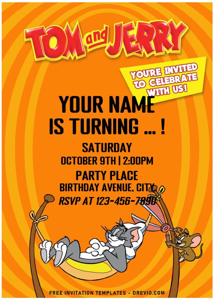 Invitation Template of (Free Editable PDF) Classic Cartoon Tom And Jerry Birthday Invitation Templates 1