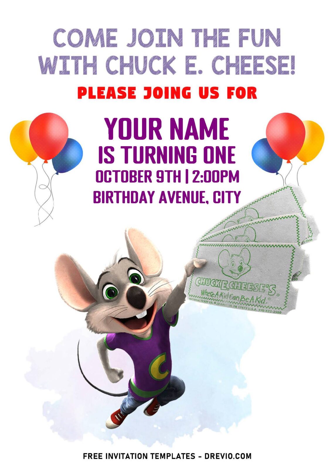 Free Editable PDF Chuck E Cheese’s Band Birthday Invitation Templates