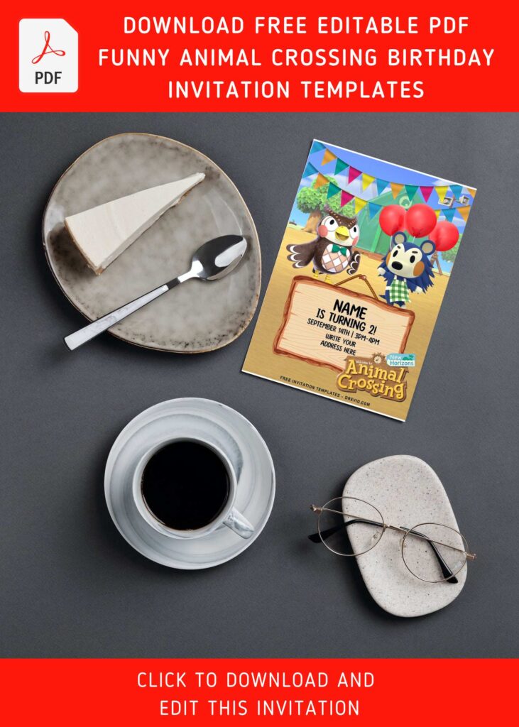 Invitation Template of (Free Editable PDF) Funny Animal Crossing Birthday Invitation Templates 6