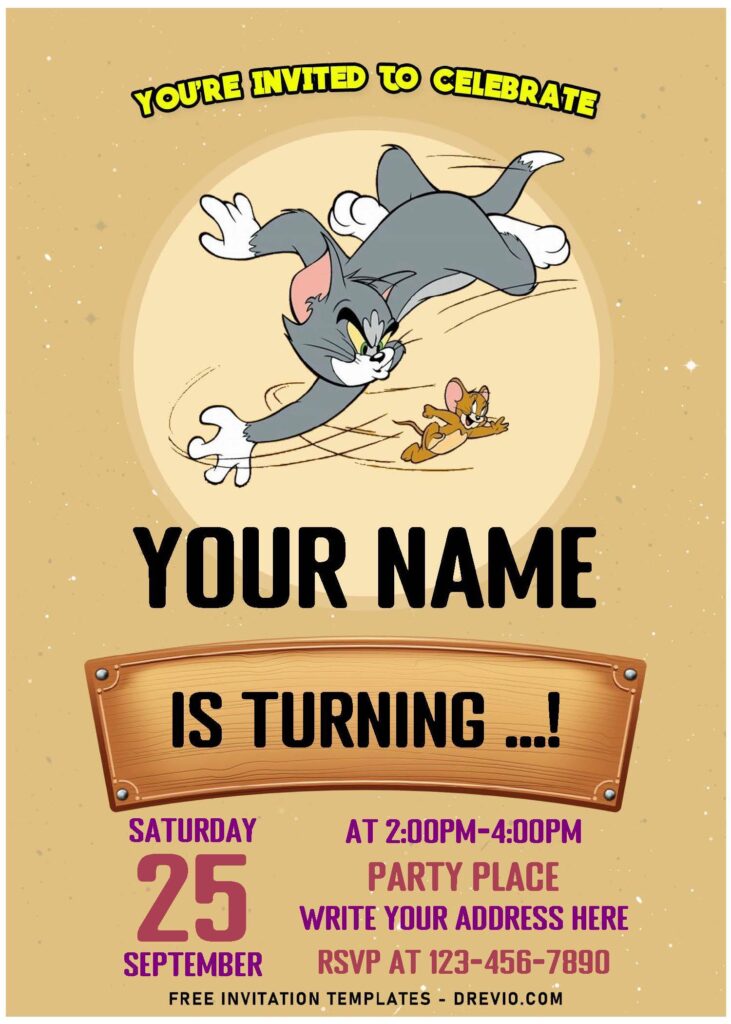 Invitation Template of (Free Editable PDF) Simply Cute Tom And Jerry Birthday Invitation Templates 2