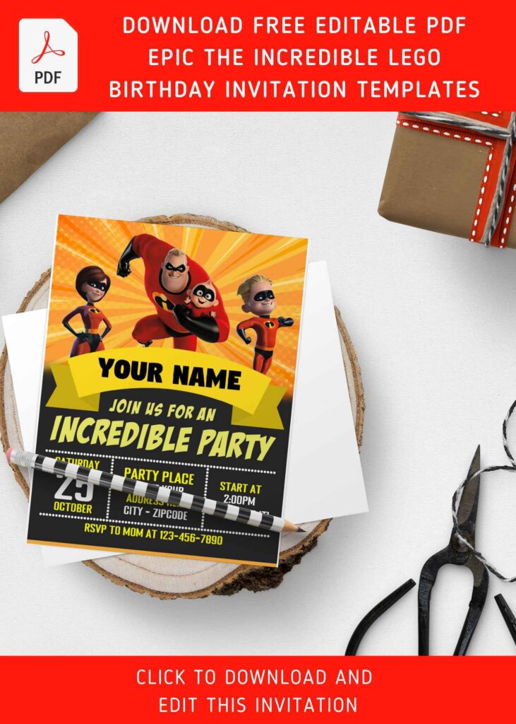 Invitation Template of (Free Editable PDF) Epic The Incredible Birthday Invitation Templates For All Ages 9