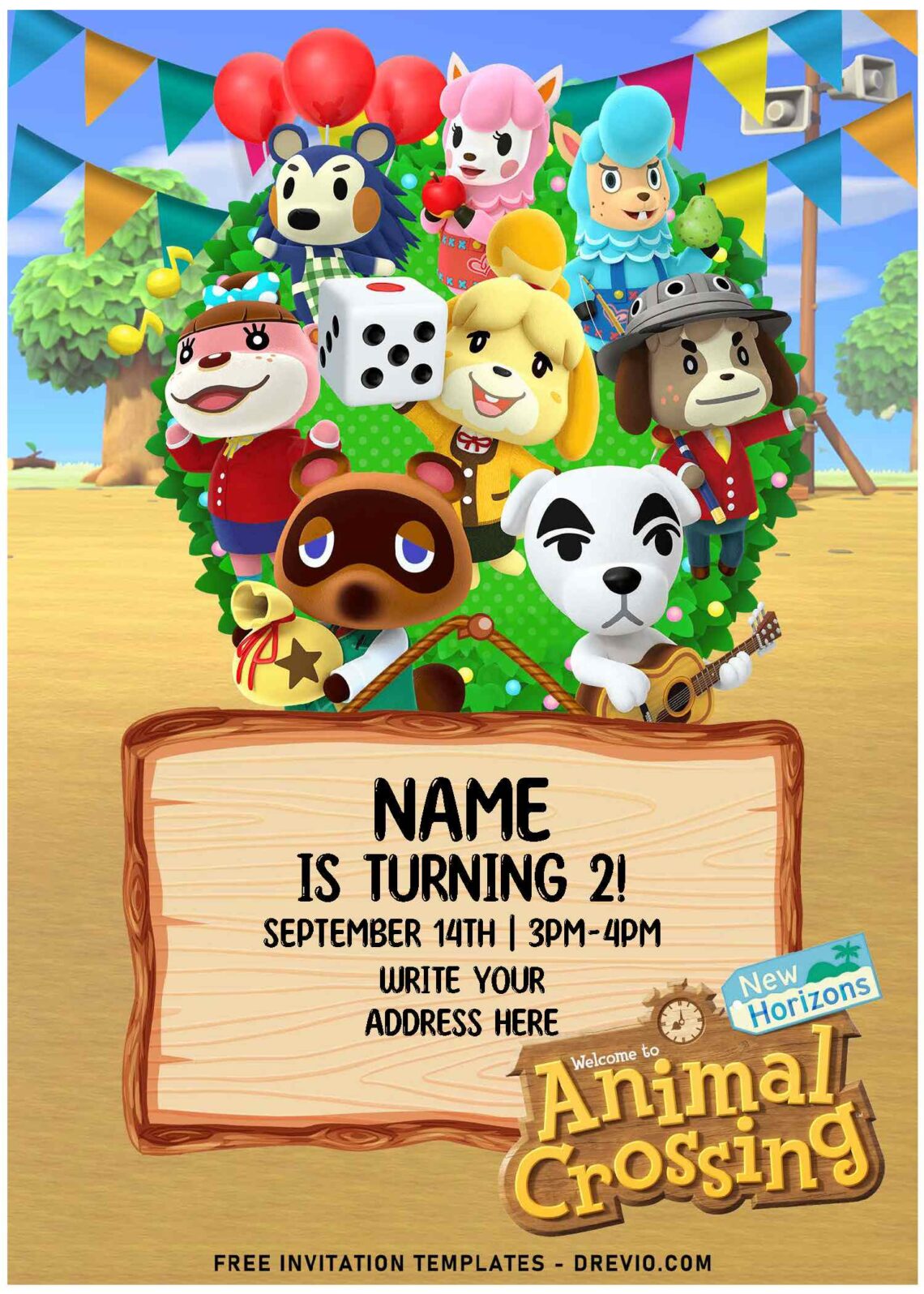 Free Editable PDF Cute Animal Crossing Birthday Invitation Templates