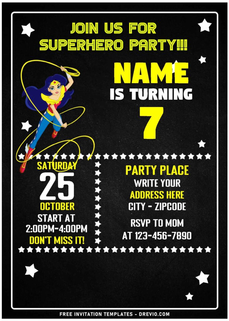 Invitation Template of (Free Editable PDF) Calling All Superhero Girls Birthday Invitation Templates 3