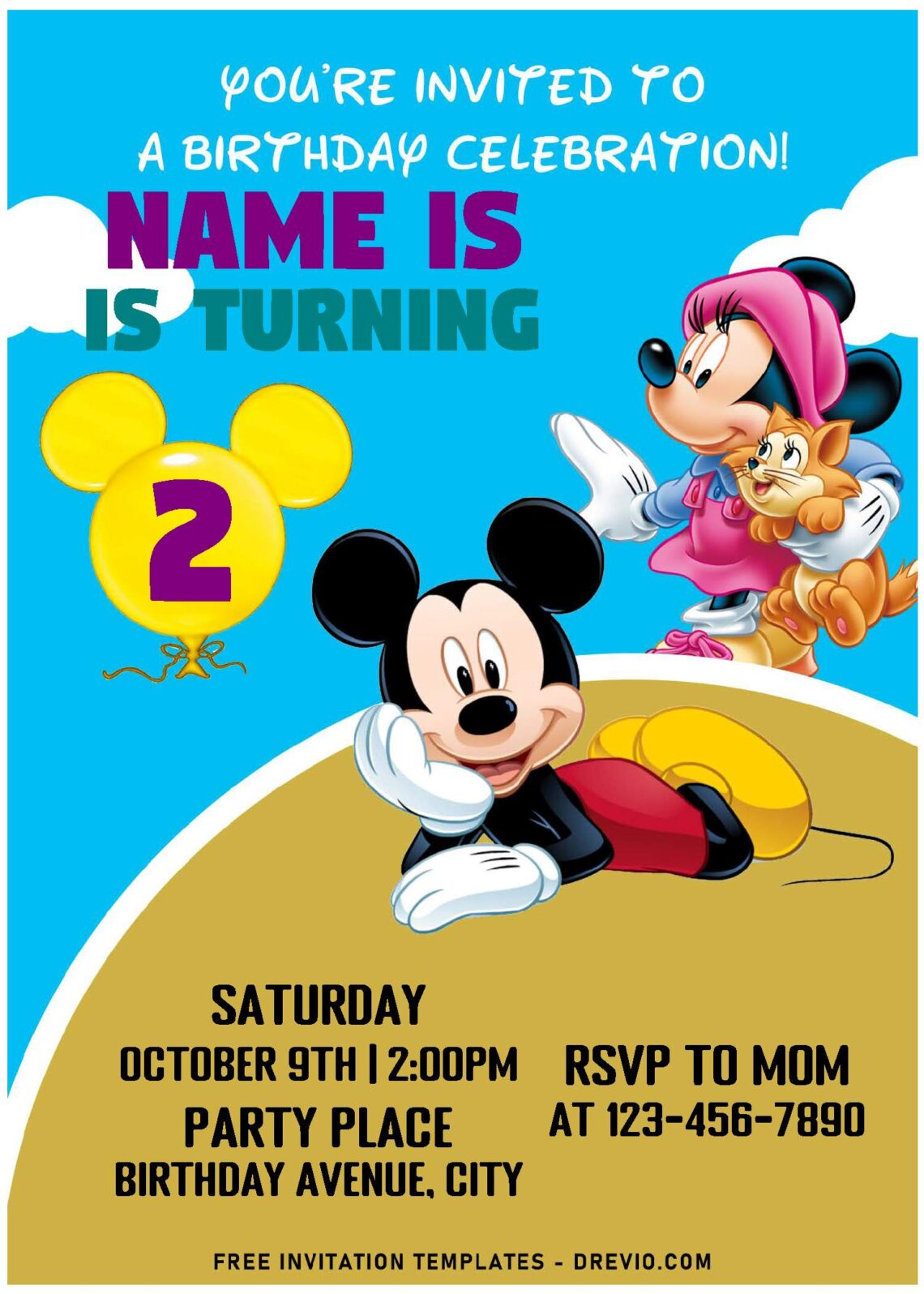 (Free Editable PDF) Ultimate Mickey Mouse Funhouse Birthday Invitation Templates with Minnie and her cute puppy