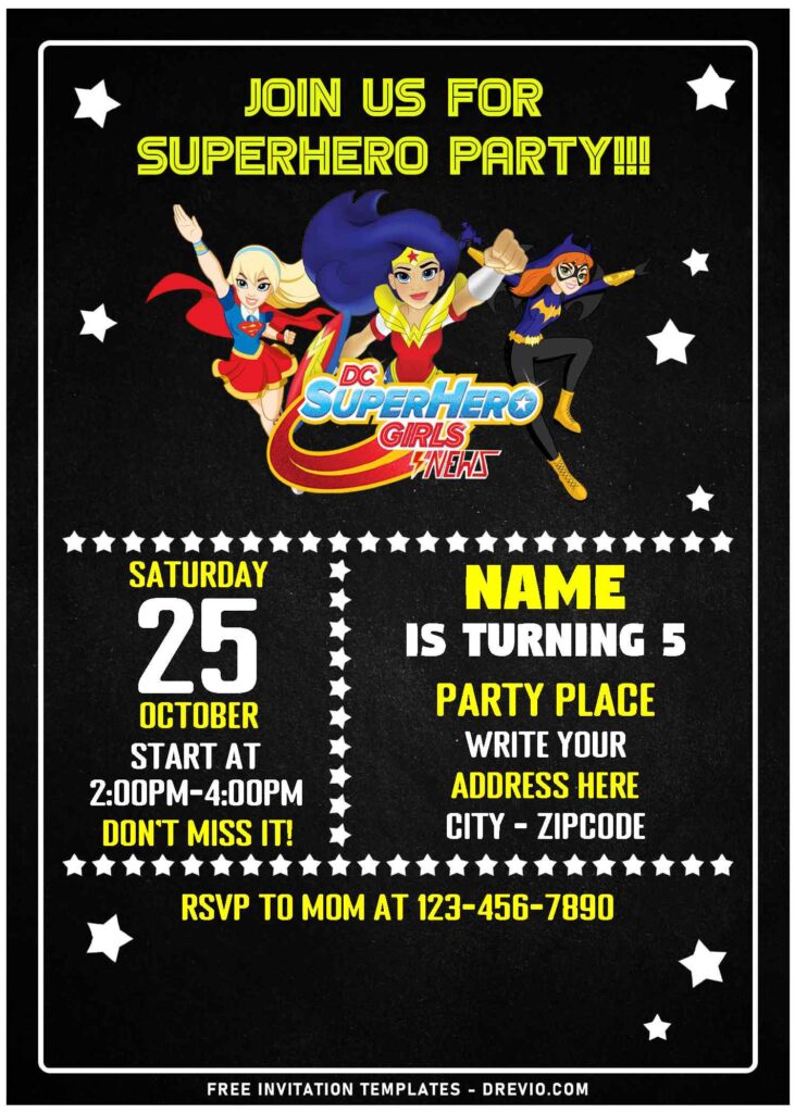 Invitation Template of (Free Editable PDF) Calling All Superhero Girls Birthday Invitation Templates 1