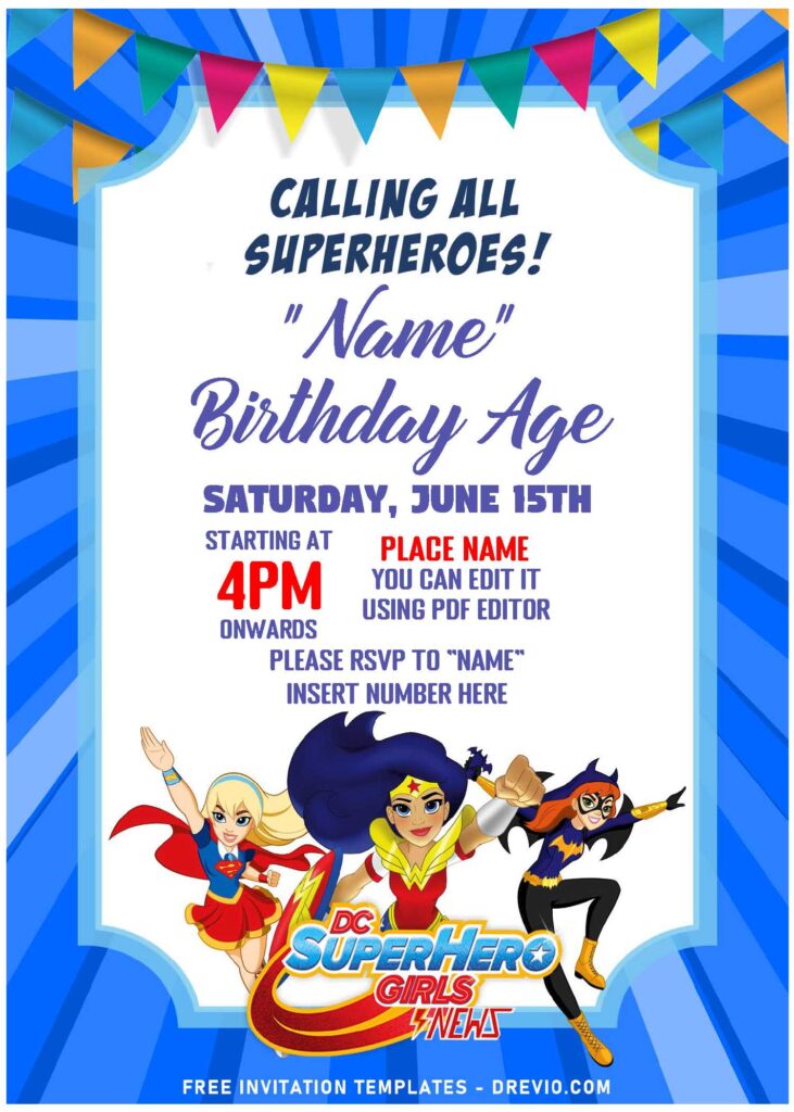 Invitation Template of (Free Editable PDF) Kryptonite DC Supergirl Birthday Invitation Templates 2