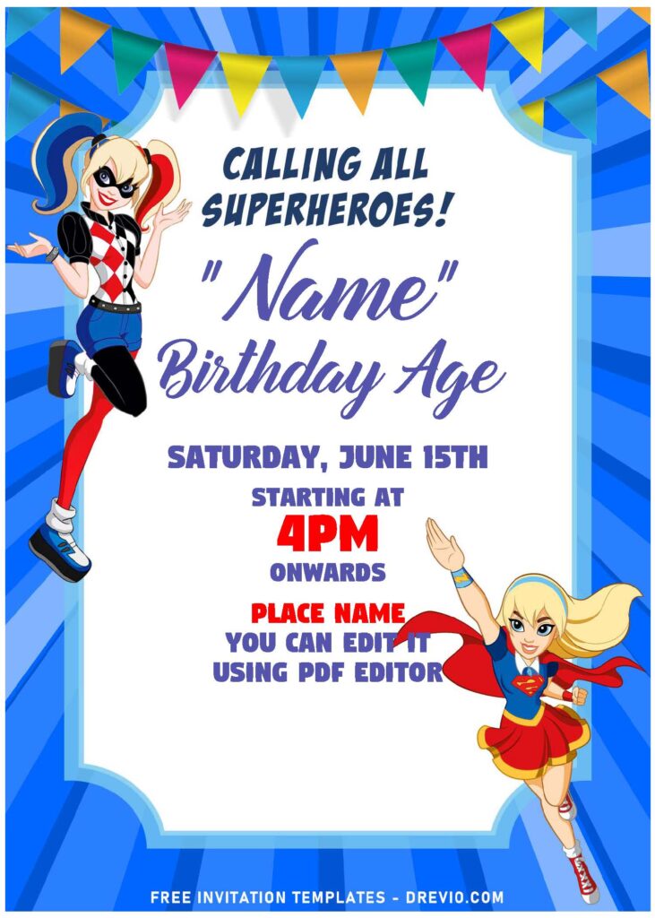 Invitation Template of (Free Editable PDF) Kryptonite DC Supergirl Birthday Invitation Templates 3