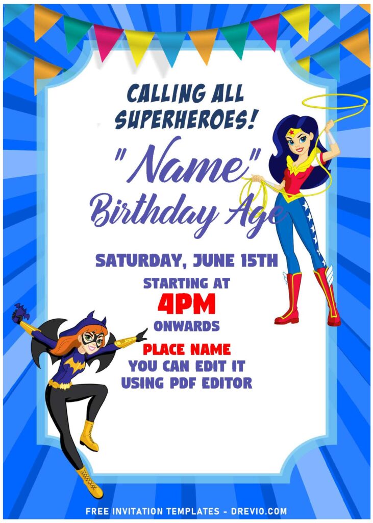 Invitation Template of (Free Editable PDF) Kryptonite DC Supergirl Birthday Invitation Templates 1