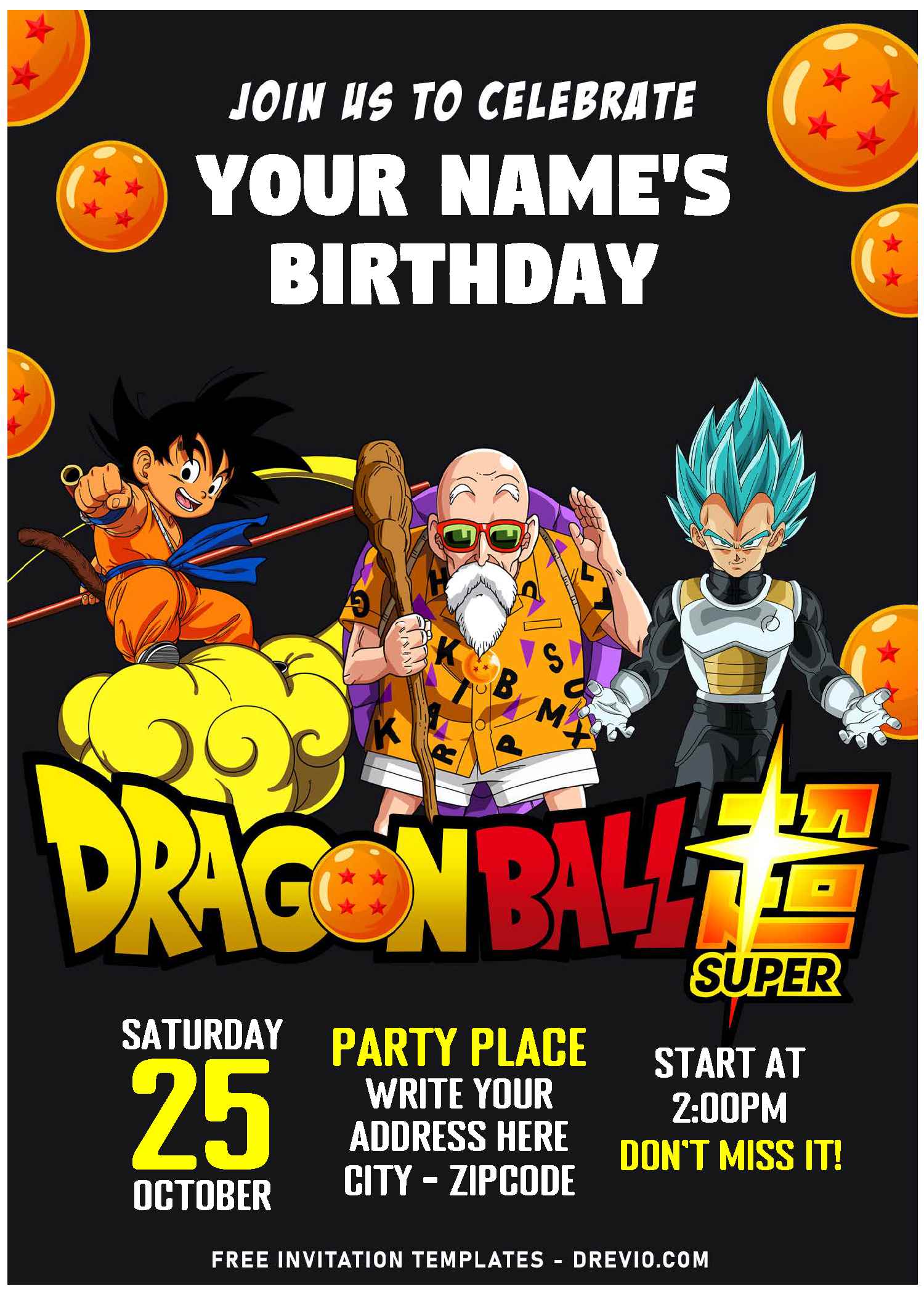 Free Editable PDF Dragon Ball Z Birthday Invitation Templates