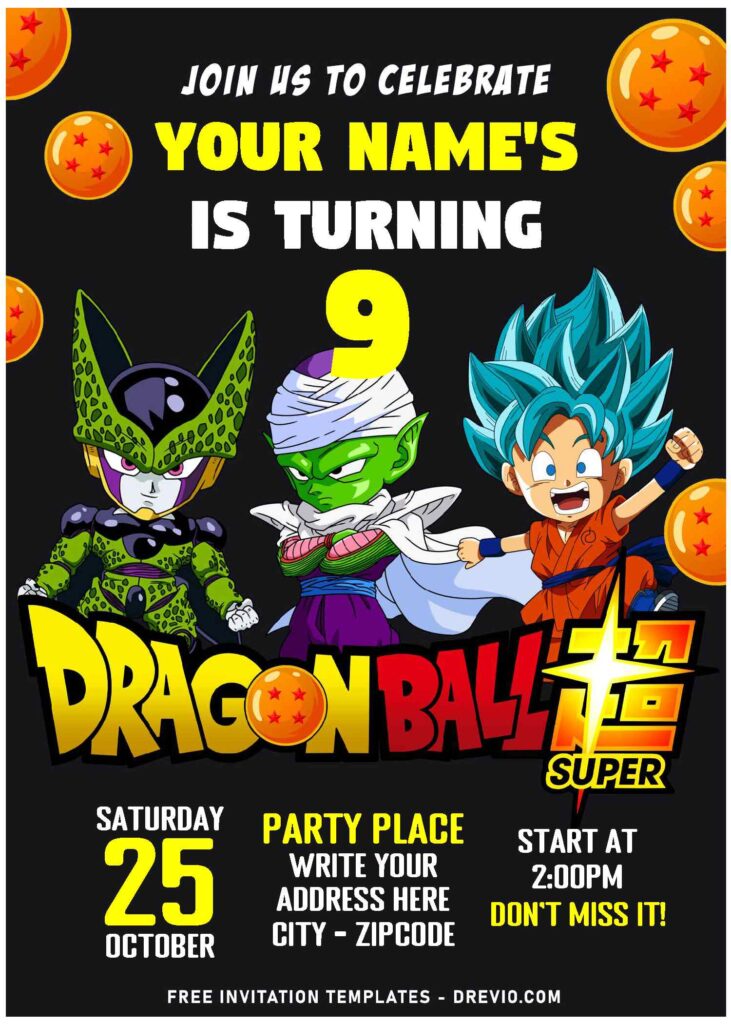 Invitation Template of (Free Editable PDF) Chalkboard Dragon Ball Z Birthday Invitation Templates 2