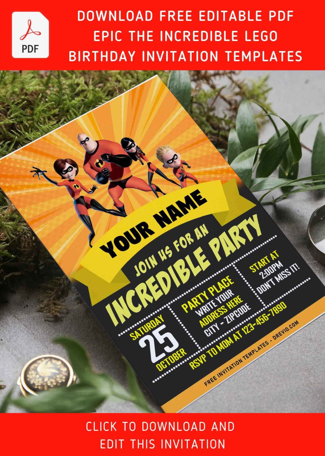 (Free Editable PDF) Epic The Incredible Birthday Invitation Templates For All Ages