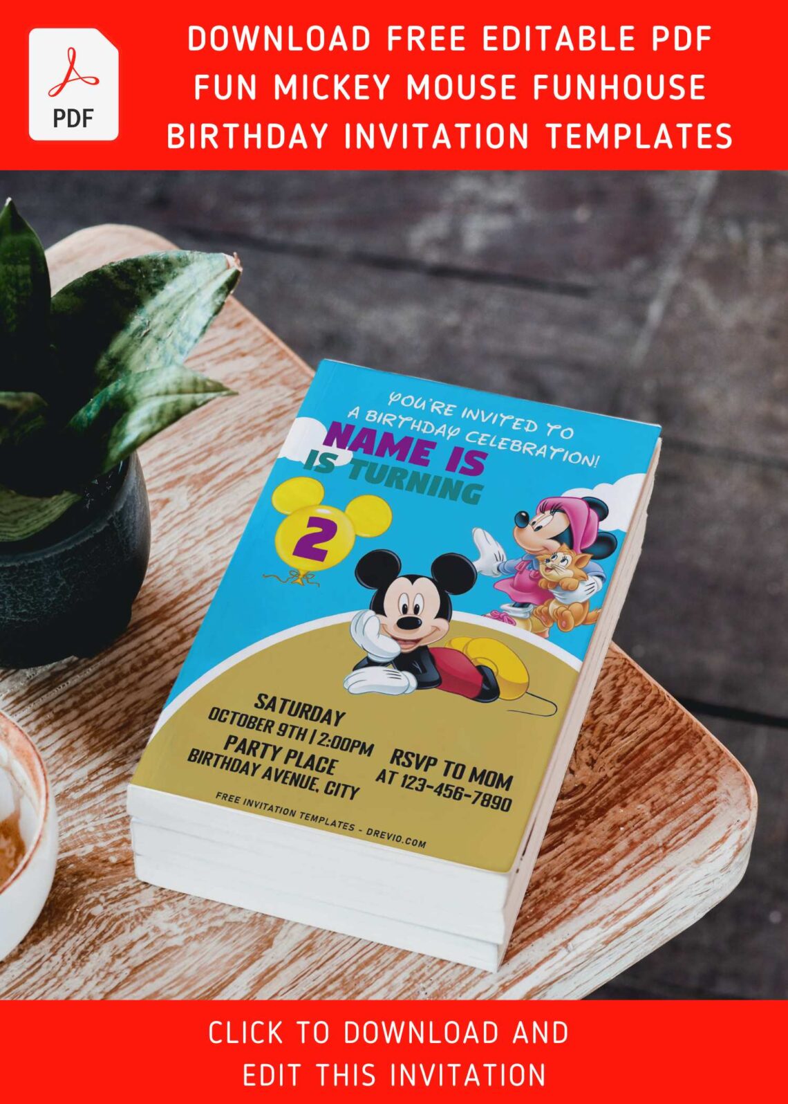 (Free Editable PDF) Ultimate Mickey Mouse Funhouse Birthday Invitation Templates with cute wordings