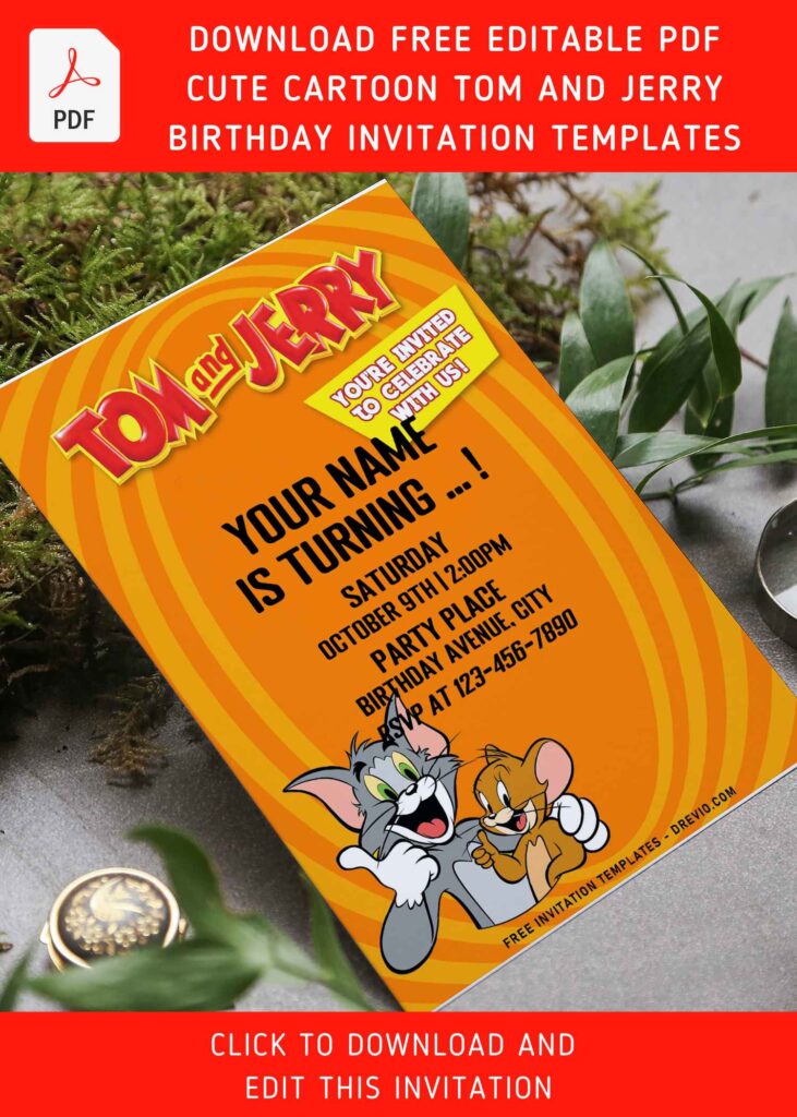 Invitation Template of (Free Editable PDF) Classic Cartoon Tom And Jerry Birthday Invitation Templates 7