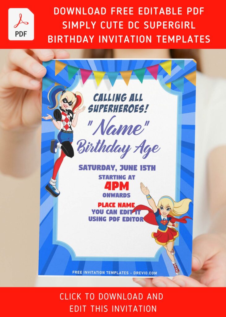 Invitation Template of (Free Editable PDF) Kryptonite DC Supergirl Birthday Invitation Templates 6