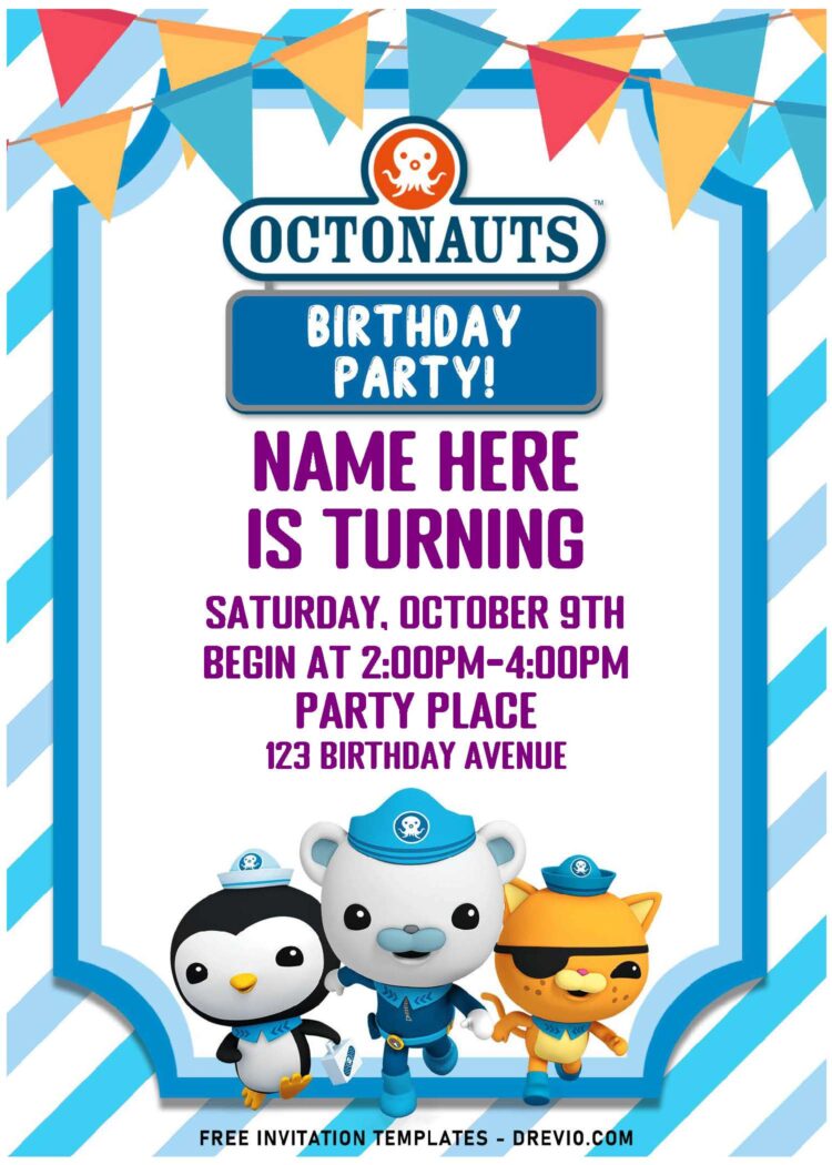 (Free Editable PDF) Shiver Me Whiskers Octonauts Navy Birthday ...