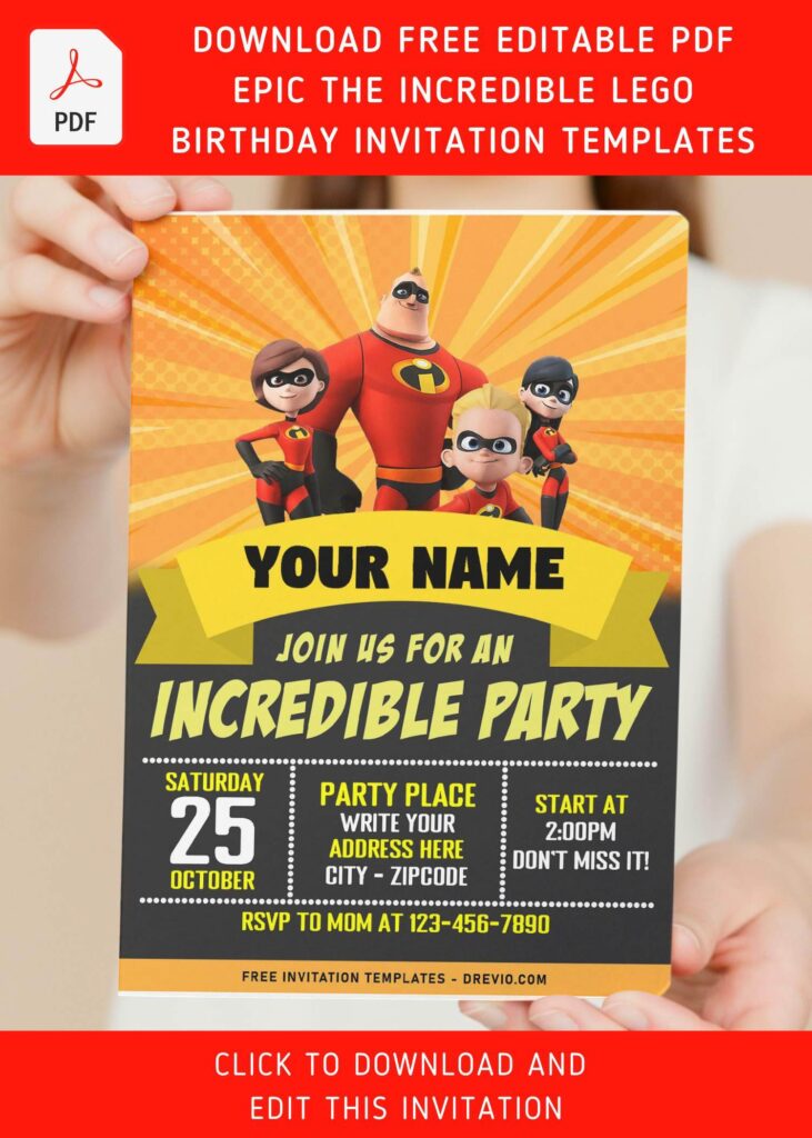 Invitation Template of (Free Editable PDF) Epic The Incredible Birthday Invitation Templates For All Ages 5