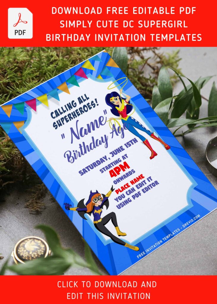 Invitation Template of (Free Editable PDF) Kryptonite DC Supergirl Birthday Invitation Templates 5