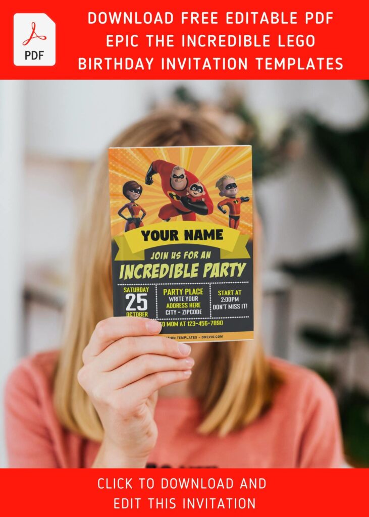 Invitation Template of (Free Editable PDF) Epic The Incredible Birthday Invitation Templates For All Ages 4