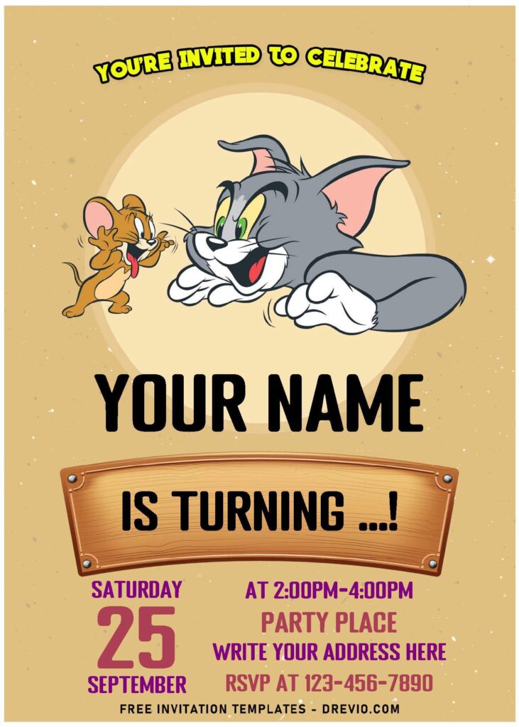 Invitation Template of (Free Editable PDF) Simply Cute Tom And Jerry Birthday Invitation Templates 1