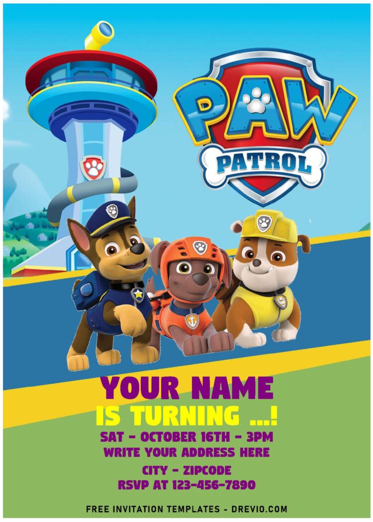 (Free Editable PDF) Ultimate PAW Patrol Team Birthday Invitation ...