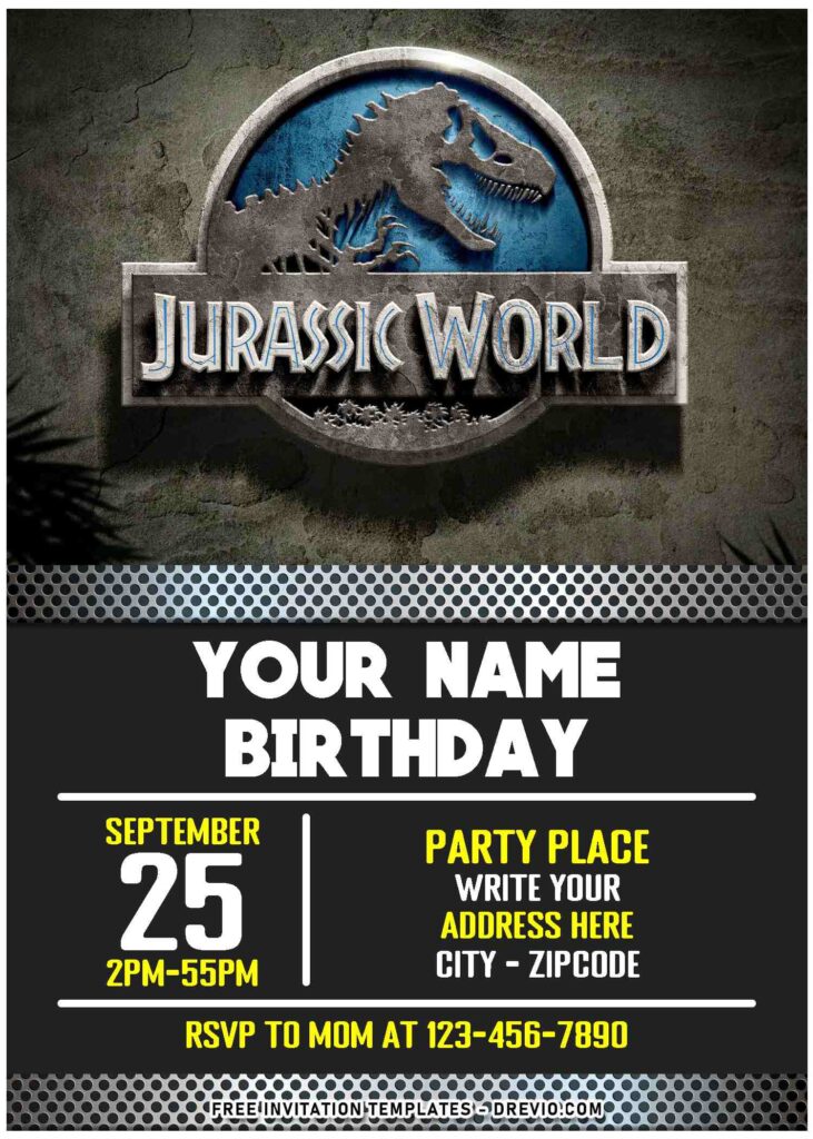 Invitation Template of (Free Editable PDF) Thrilling Fun Dino Jurassic World Birthday Invitation Templates 3