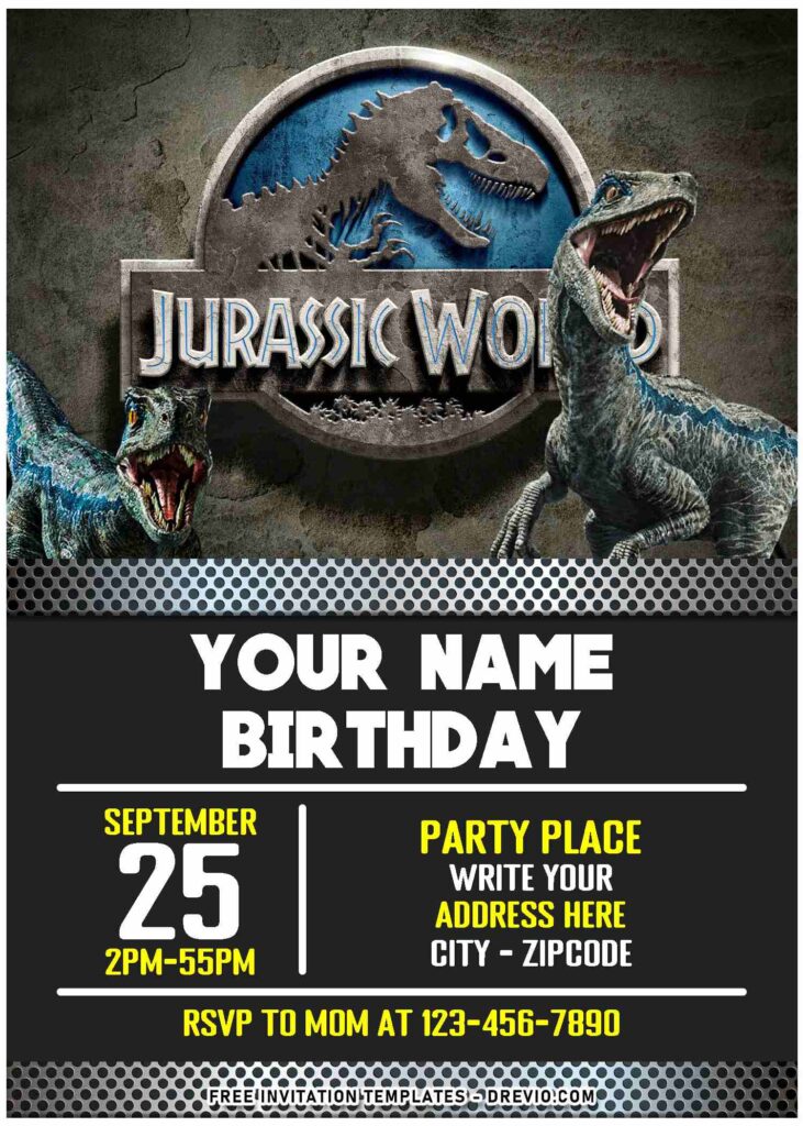 Invitation Template of (Free Editable PDF) Thrilling Fun Dino Jurassic World Birthday Invitation Templates 2