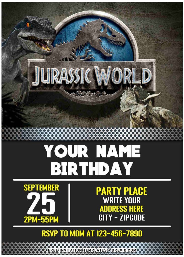 Invitation Template of (Free Editable PDF) Thrilling Fun Dino Jurassic World Birthday Invitation Templates 1