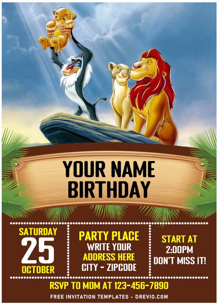 Invitation Template of (Free Editable PDF) Timeless Lion King Birthday Invitation Templates 3