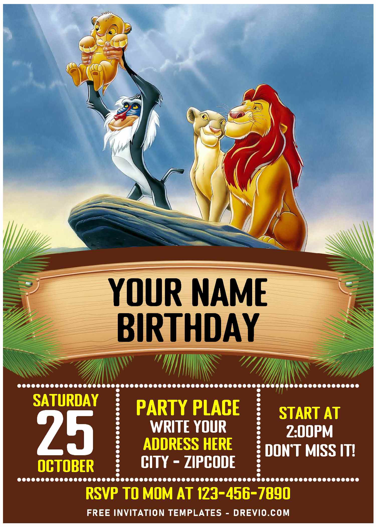 (Free Editable PDF) Timeless Lion King Birthday Invitation Templates A