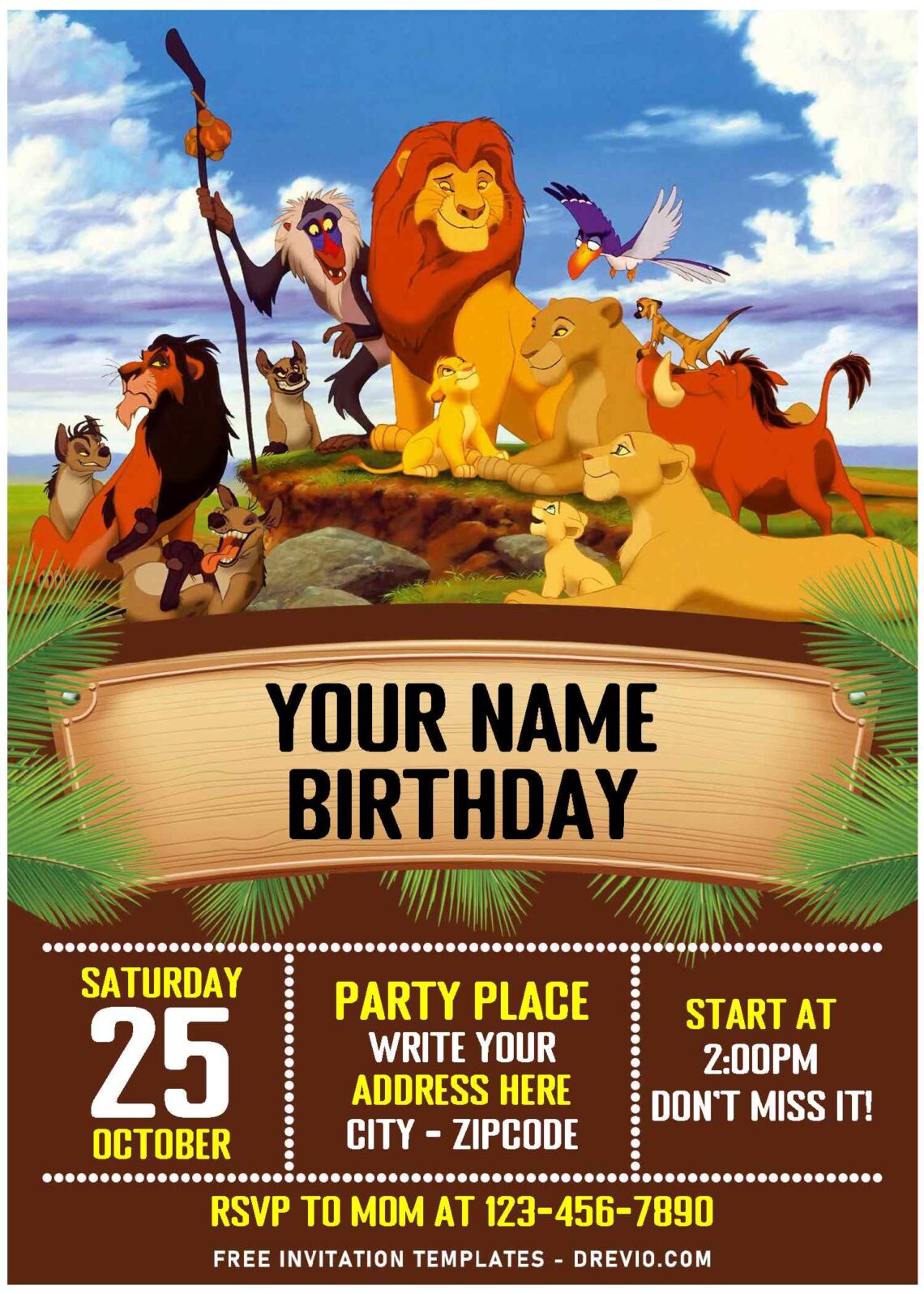 (Free Editable PDF) Timeless Lion King Birthday Invitation Templates ...